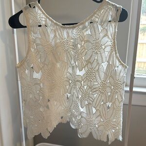 acemi /anthropologie White Cut Out Crop Top